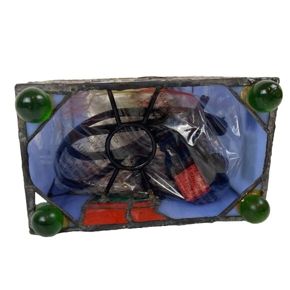 Christmas Stained Glass Santa Claus Tiffany Style Accent Lamp Style FX1-257 NOS - Picture 6 of 16